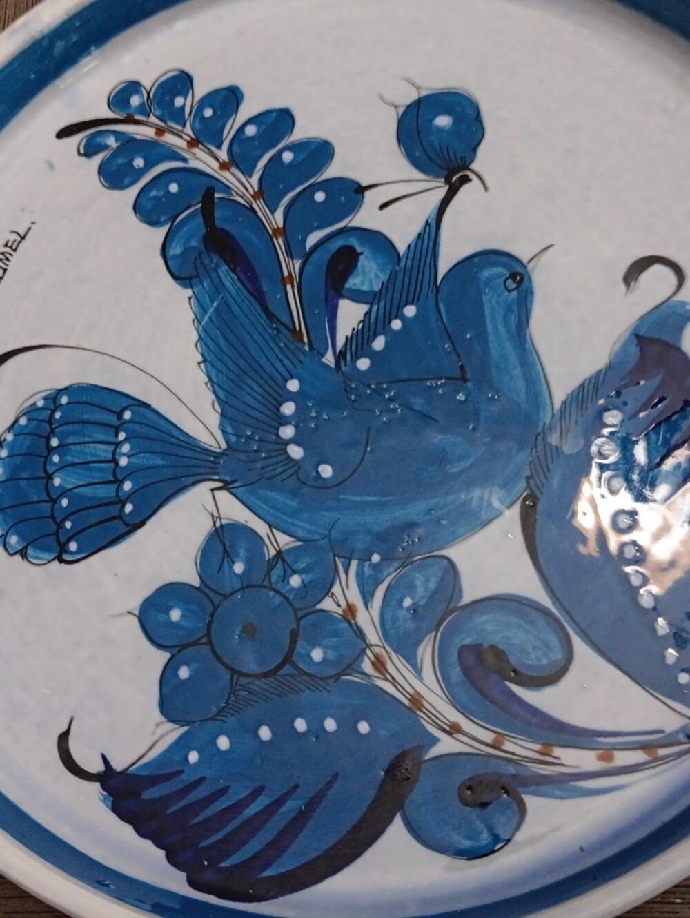 Blue Hand-Painted Ceramic Platter
